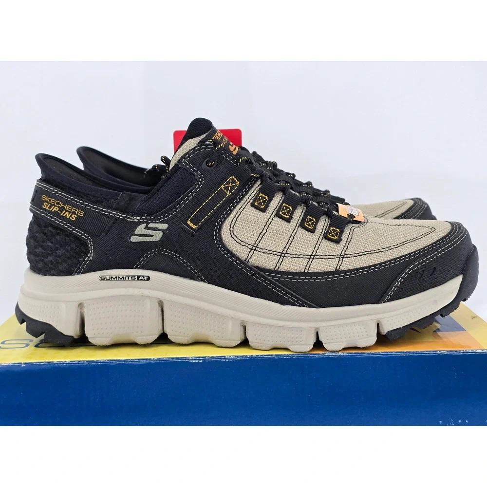 Skechers Summits AT Slip-ins Mens 11 Taupe Black Hands Free Wide Fit -New